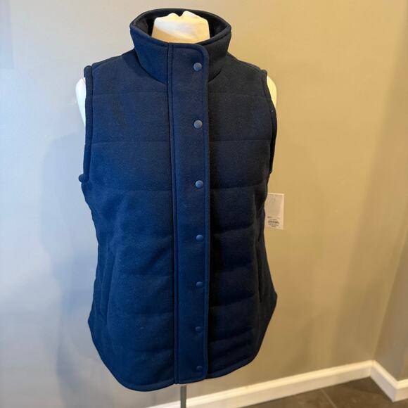 Croft & Barrow NWT Classic Quilted Vest Navy Sky Captain Blue Womens Med Winter - Picture 1 of 15